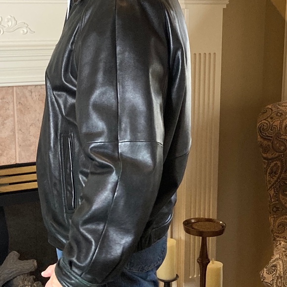 Vintage BILL BLASS Leather Bomber Jacket Black Size XXL - Picture 3 of 15